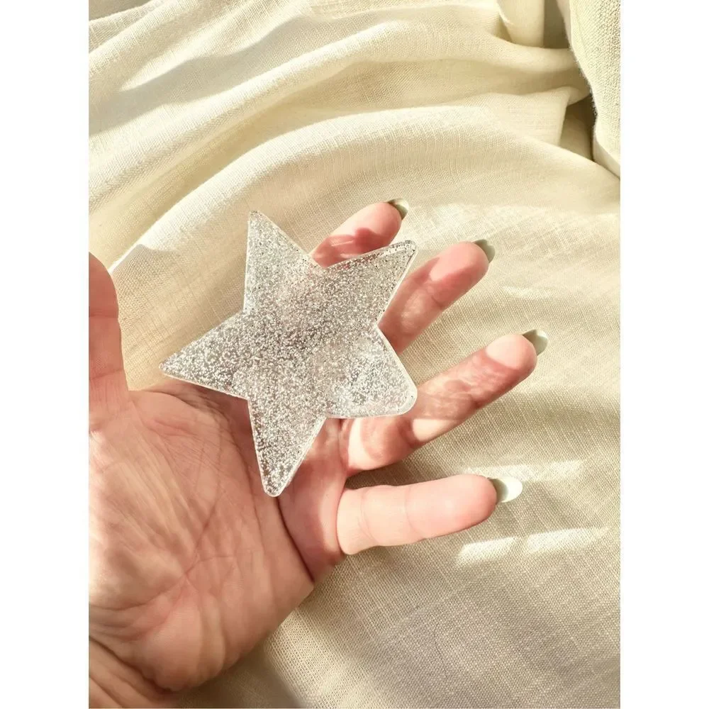 Silver Glitter hair star claw